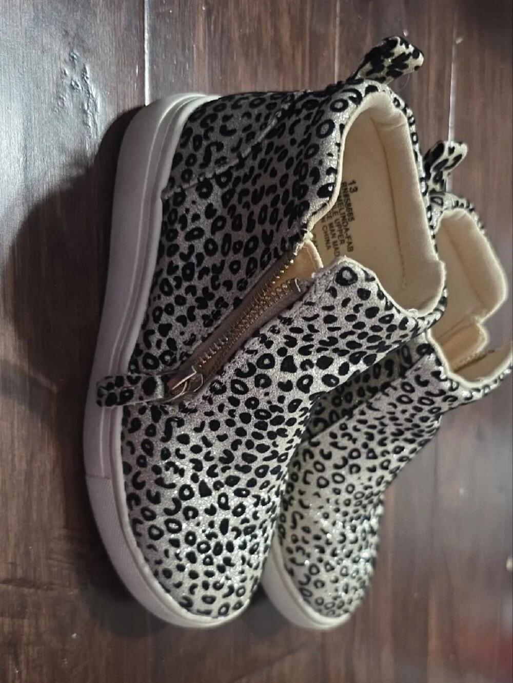 Harper Canyon Kids Leopard Print Glitter Boots - Silver/Black